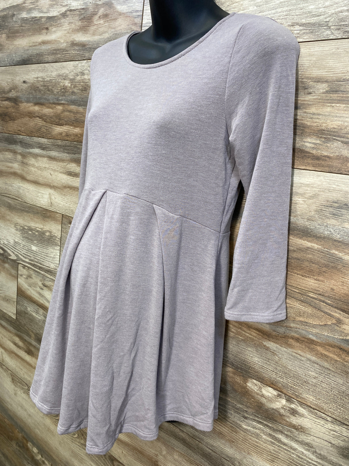 NEW Hello Miz Front Pleat Round Neck Top Taupe sz Large