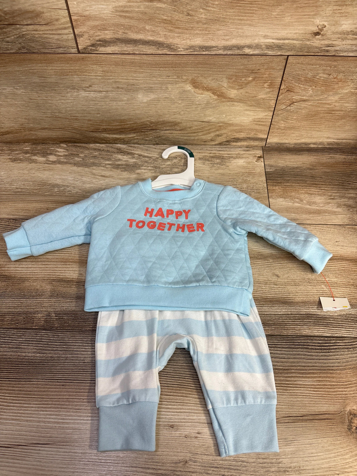 NEW Cat & Jack 2pc Quilted Happy Together Shirt & Pants Set Blue sz 0-3m