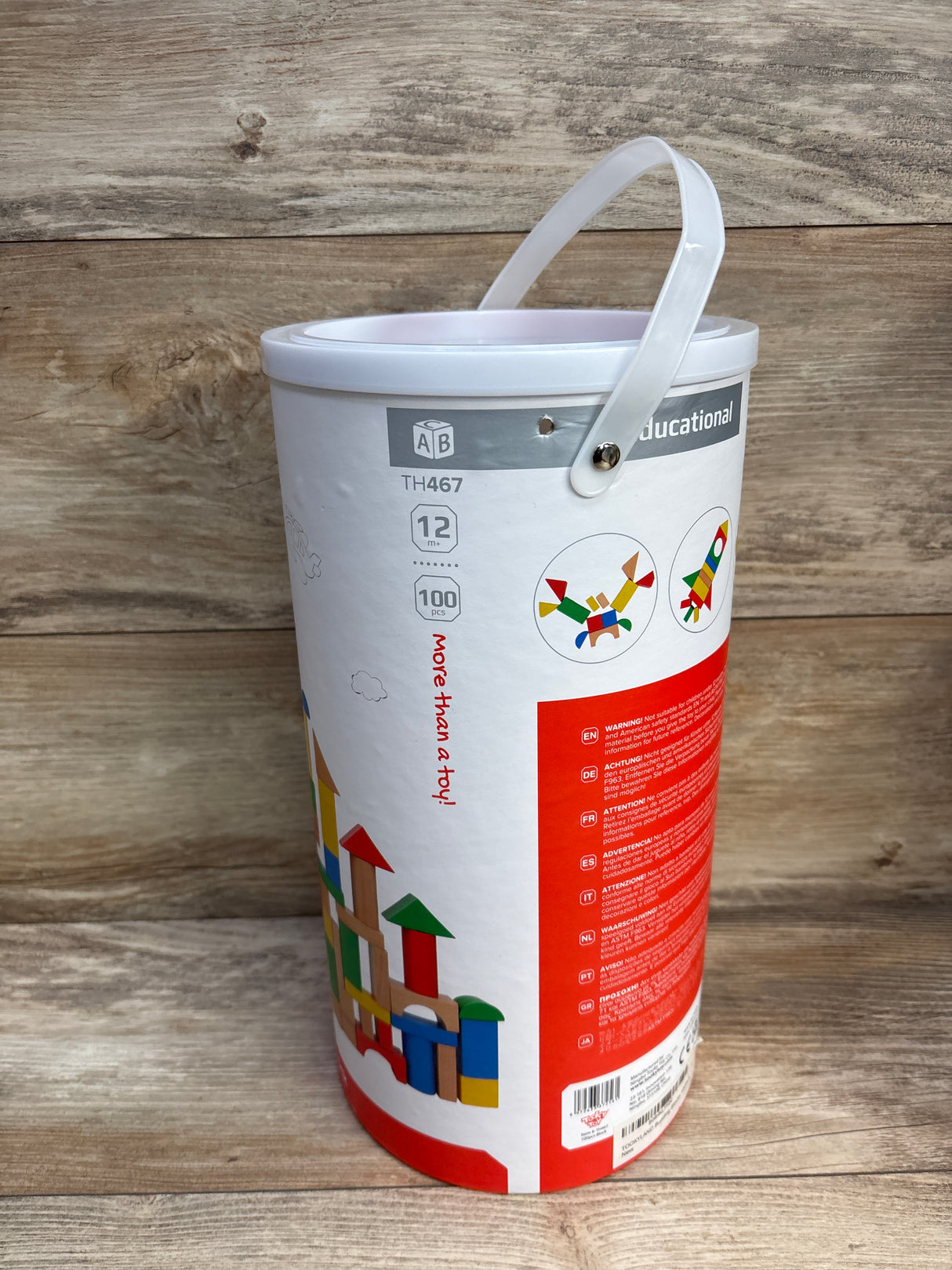 Tooky Toy Colorful Wooden Building Blocks 100pc+