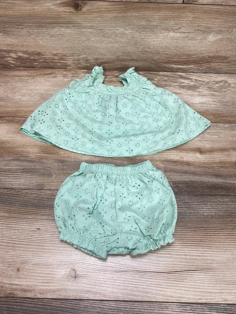 First Impressions Green 2pc Eyelet Top & Shorts sz 3-6m - Me 'n Mommy To Be