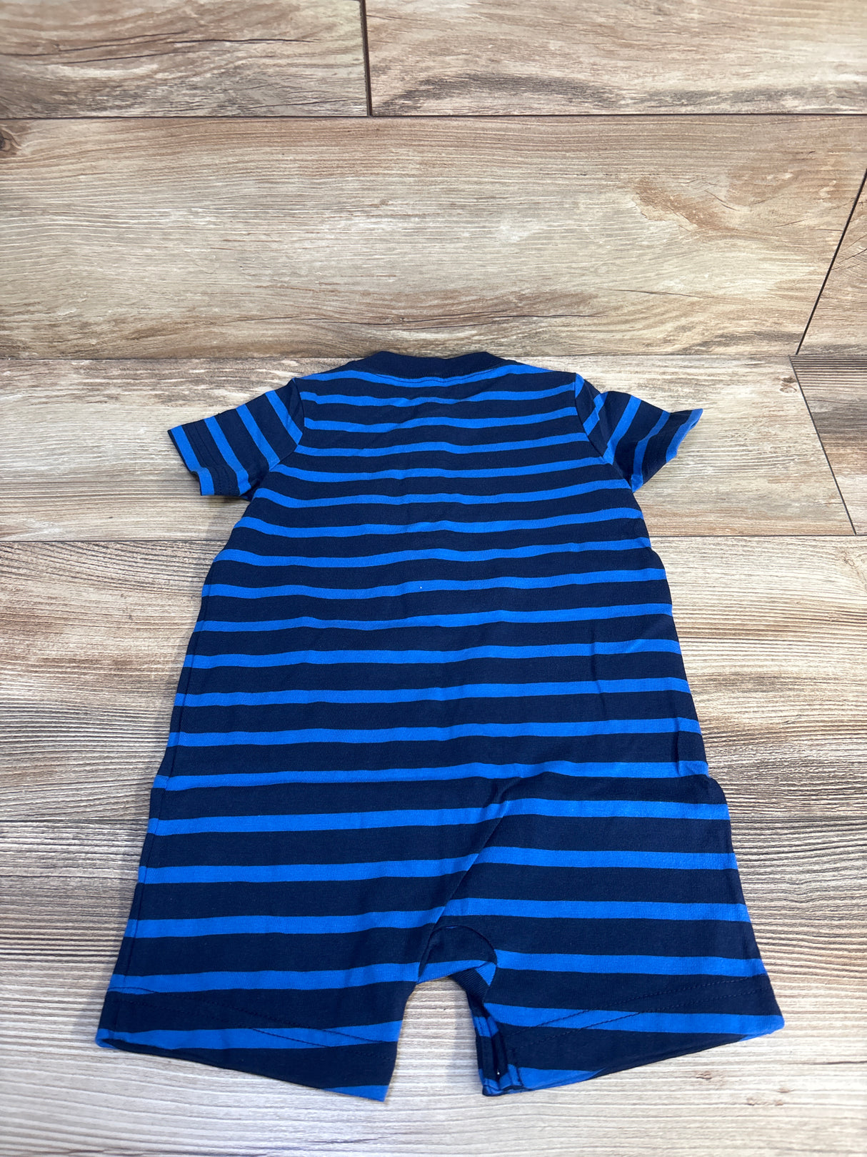 NWOT Simple Joys Striped Henley Shortie Romper Blue sz 18m