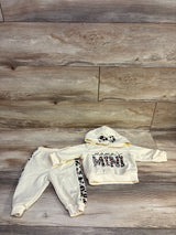 Mama's Mini 2pc Leopard Hoodie & Joggers Ivory sz 3-6m
