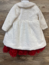Nannette 3pc Rosette Dress, Faux-Fur Dress Coat, & Bloomers Set White sz 18m