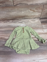 Posh P. Bamboo Waffle Knit Long Sleeve Henley Twirl Skirt Bodysuit Green sz 0-3m