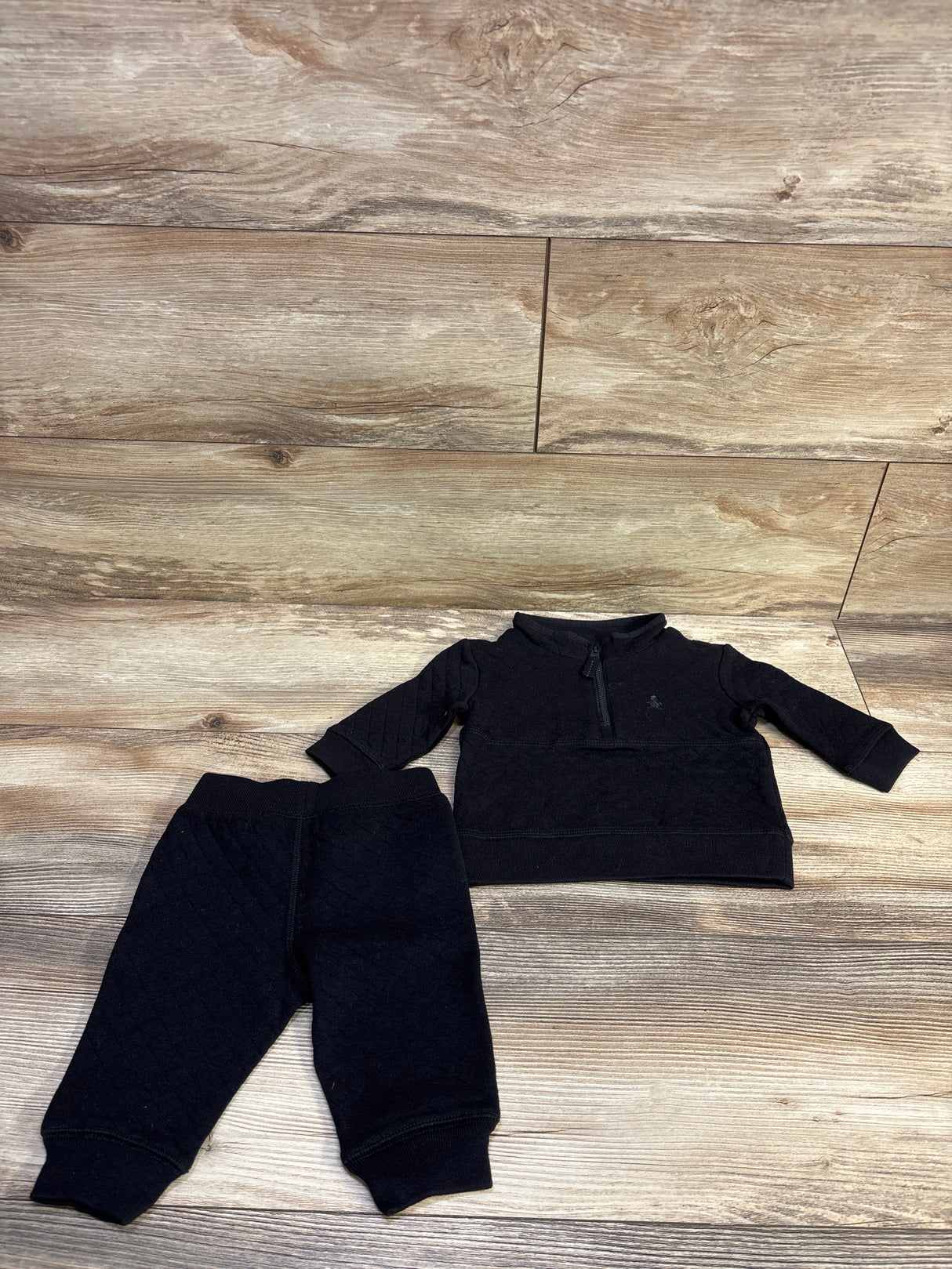 Baby Gap 2pc Quilted Half Zip Sweatshirt Set Black sz 3-6m