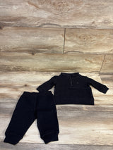 Baby Gap 2pc Quilted Half Zip Sweatshirt Set Black sz 3-6m