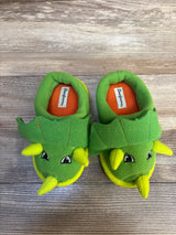 Dearfoams Triceratops Plush Slippers Green sz 7-8c
