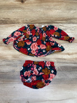 Old Navy 2pc Floral Top & Bloomer Set Red sz 3-6m