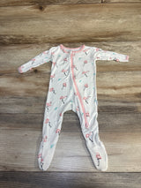 Bamboo Little Pink Flamingo Zippered Footie White sz 0-3m