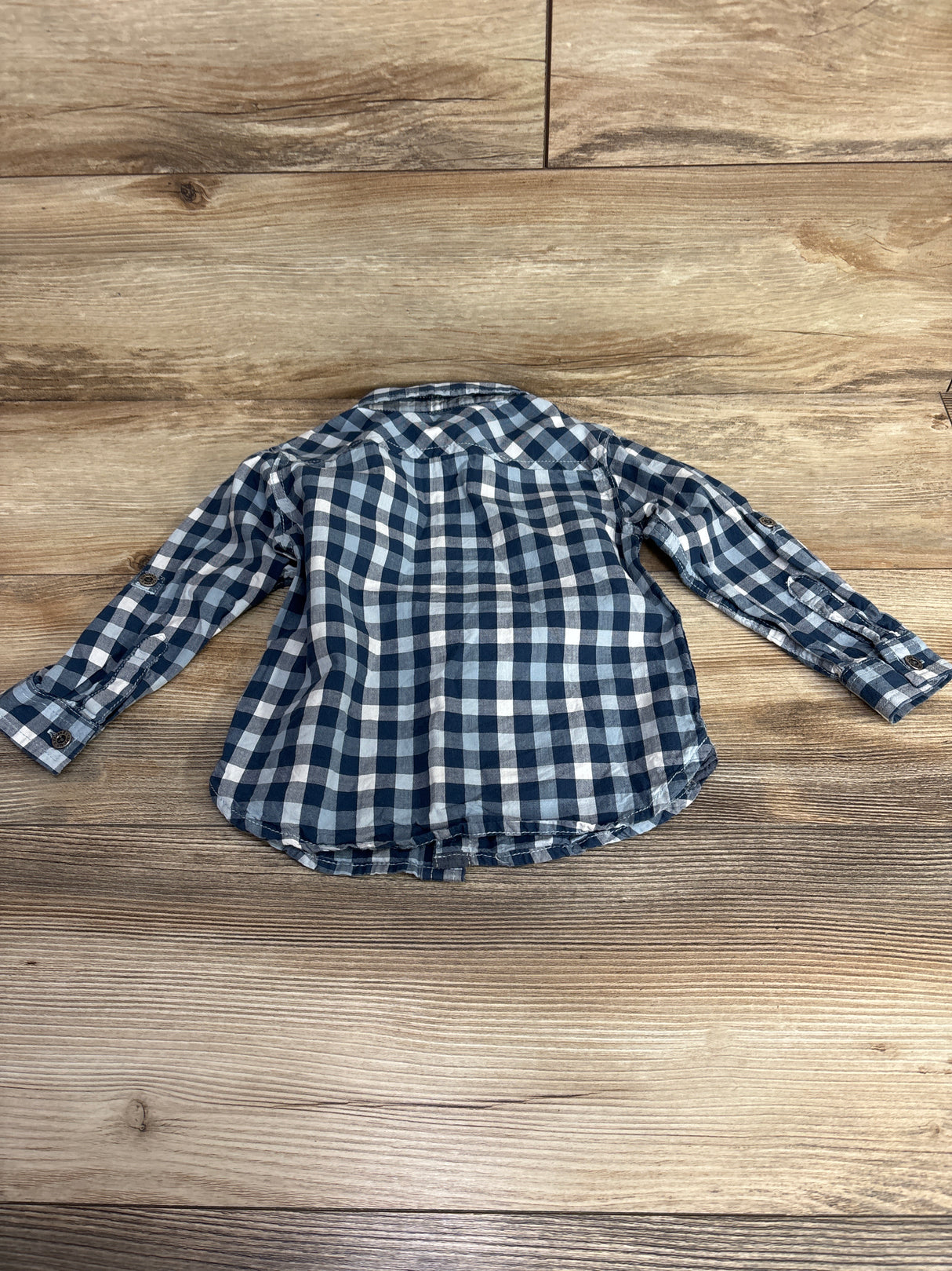 Calvin Klein Gingham Plaid Button Up Shirt Blue sz 24m
