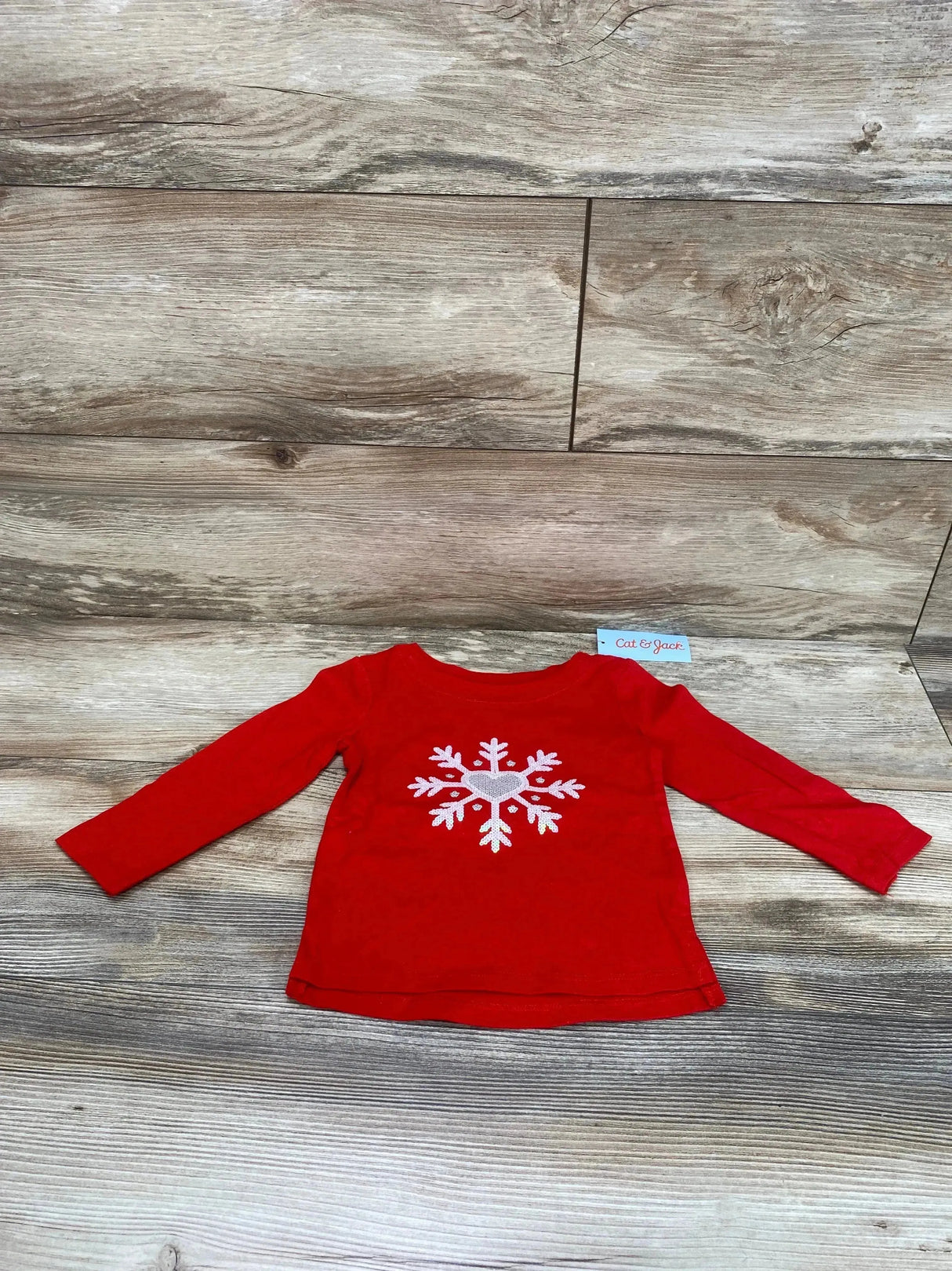 NEW Cat & Jack Sequin Snowflake Shirt Red sz 18m