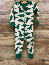 Hanna Andersson 2-Way Zip Sleeper Ultra Green Dinos sz 18-24m