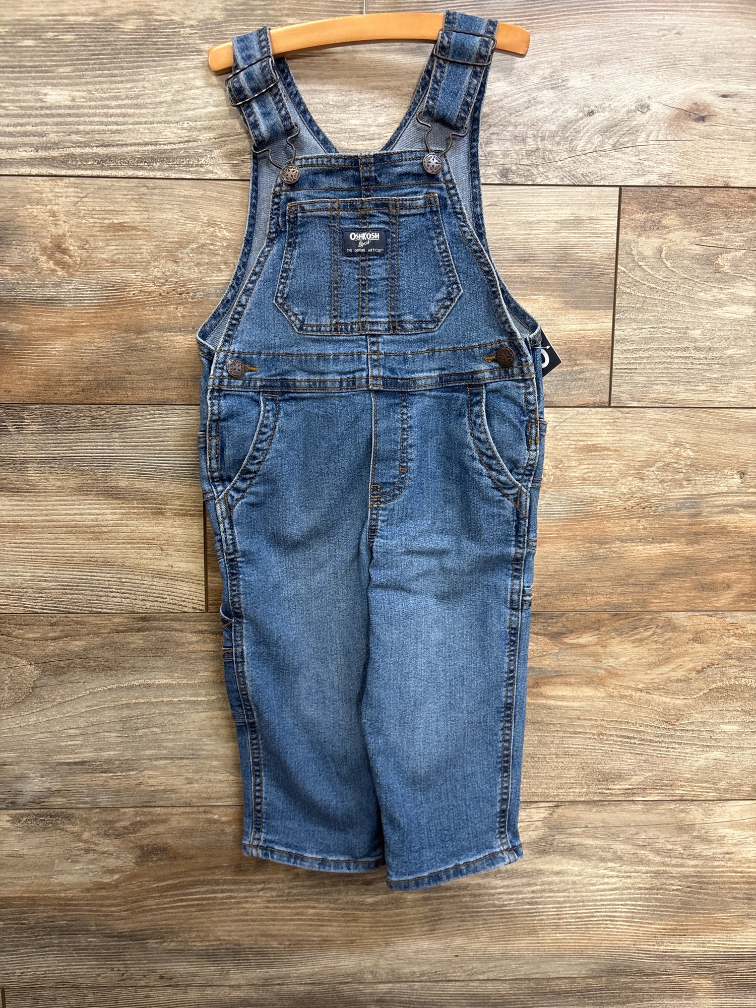NEW OshKosh Medium Wash Denim Overalls Blue sz 2T