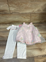 NEW Rare Editions 2pc Embroidered Floral Tunic & Leggings Set Pink sz 3T