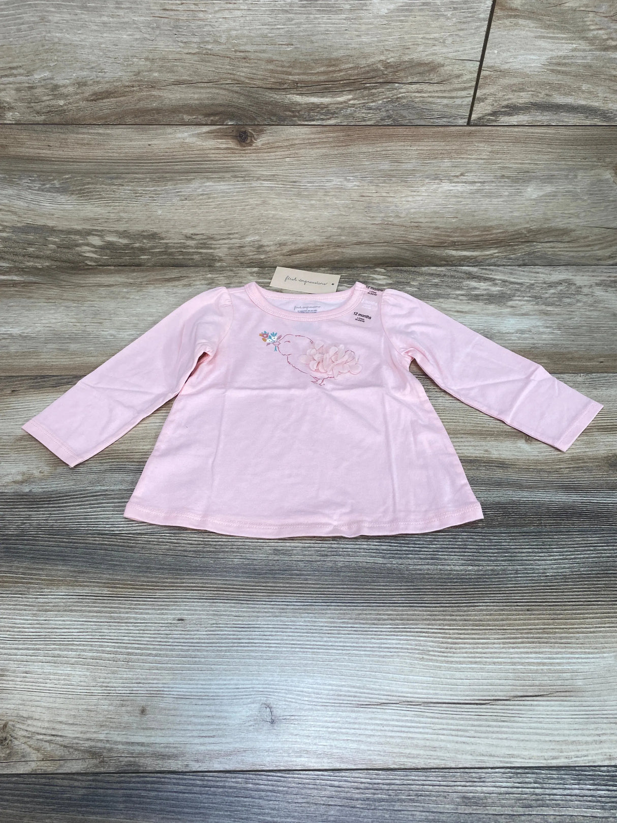 NEW First Impressions Birdie Shirt Pink sz 12m