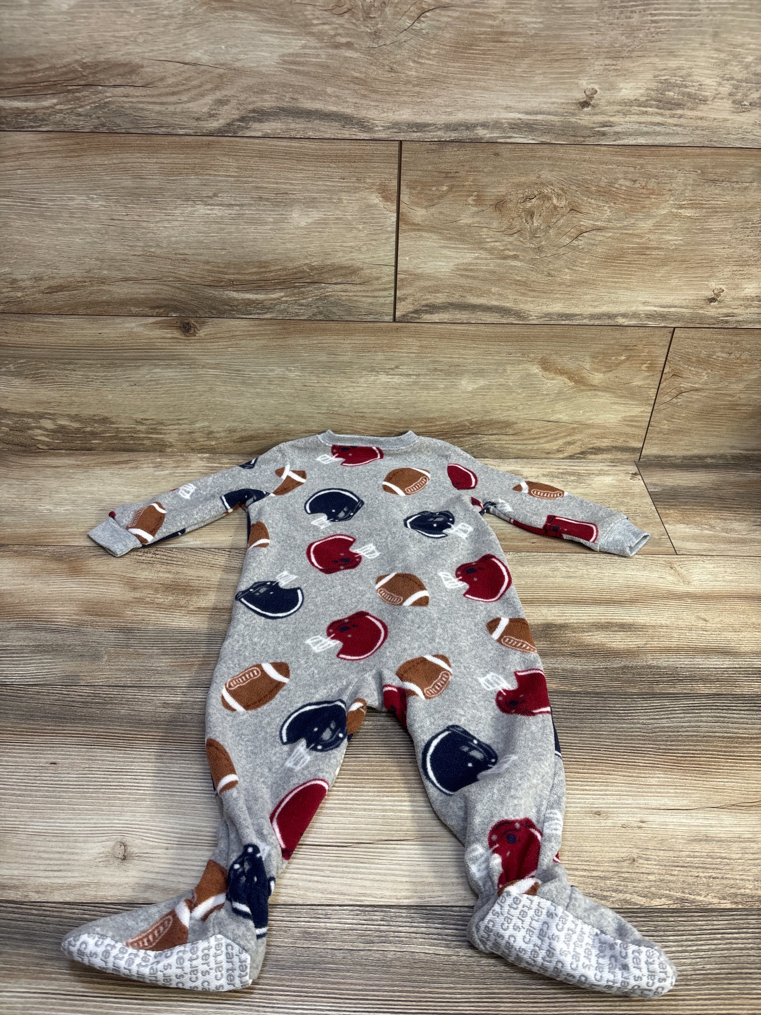 Carter's Football Blanket Sleeper Grey sz 12m