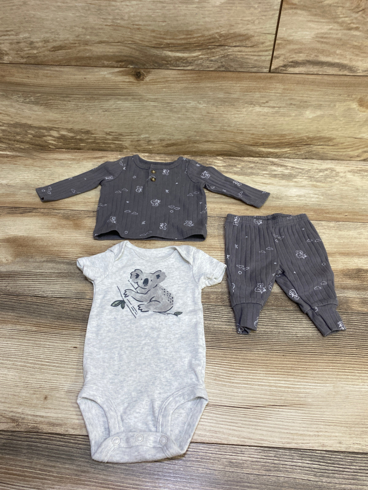 Child Of Mine 3pc Shirt, Bodysuit, & Pants Set Grey sz Newborn