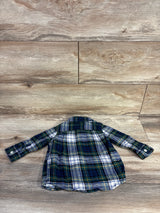 Baby Gap Plaid Button Up Flannel Shirt Green sz 12-18m