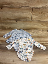 Baby Essentials 3pk Long Sleeve Bodysuits Blue sz 3m