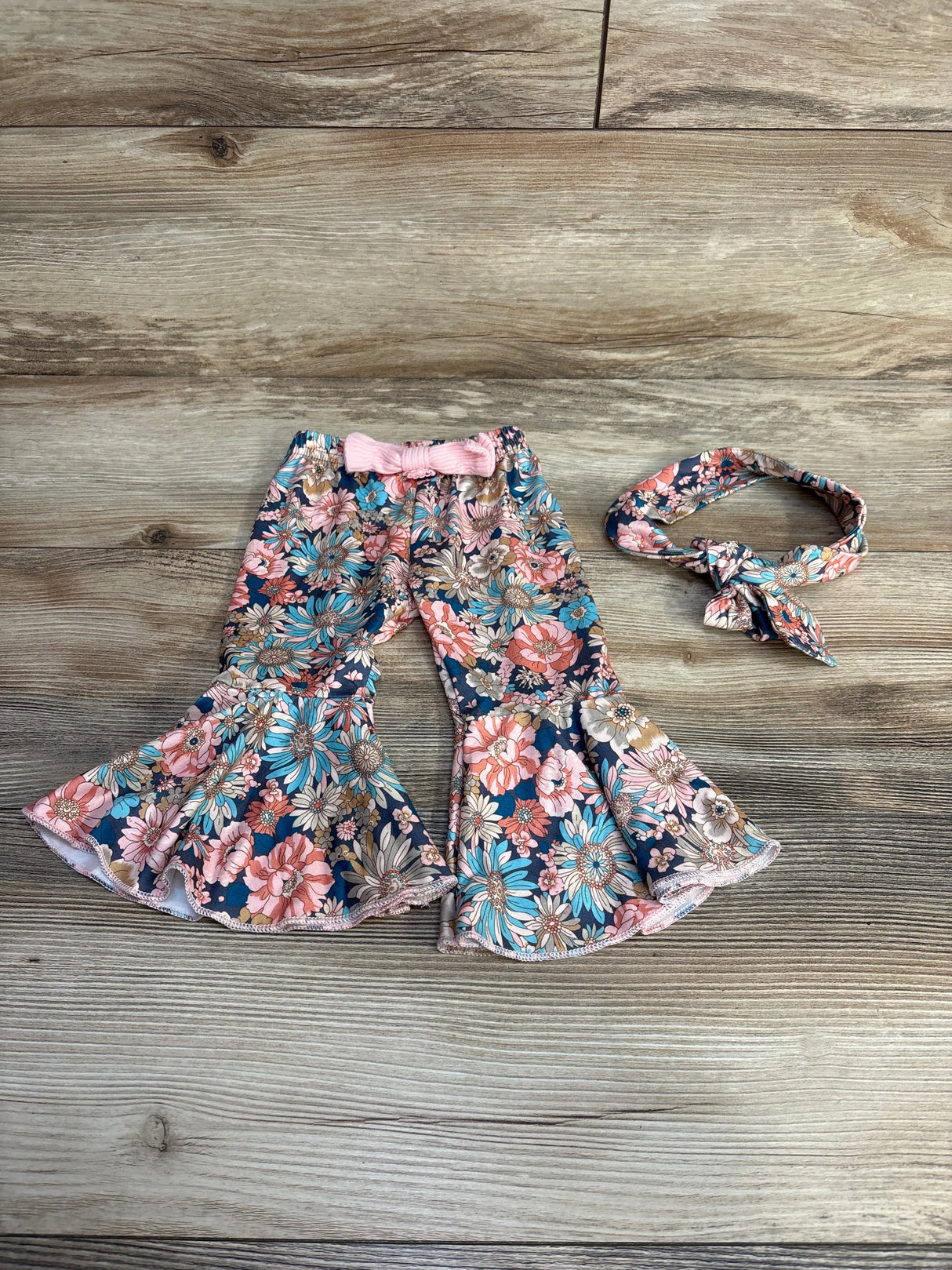 2pc Floral Pants & Headband Pink sz 0-3m