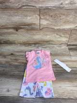 NEW Mon Petit 2pc Dinosaur Pajama Set Pink sz 18m