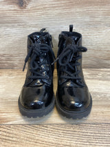 Old Navy Patent Leather Combat Boots Zip Black Sz 9c