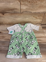 NEW Disney Baby 2pc Striped Shirt & Mickey Mouse Shortalls Grey sz 24m
