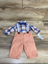 NEW Just One You 4pc Plaid Button-Up Suspender Set Blue sz 3m