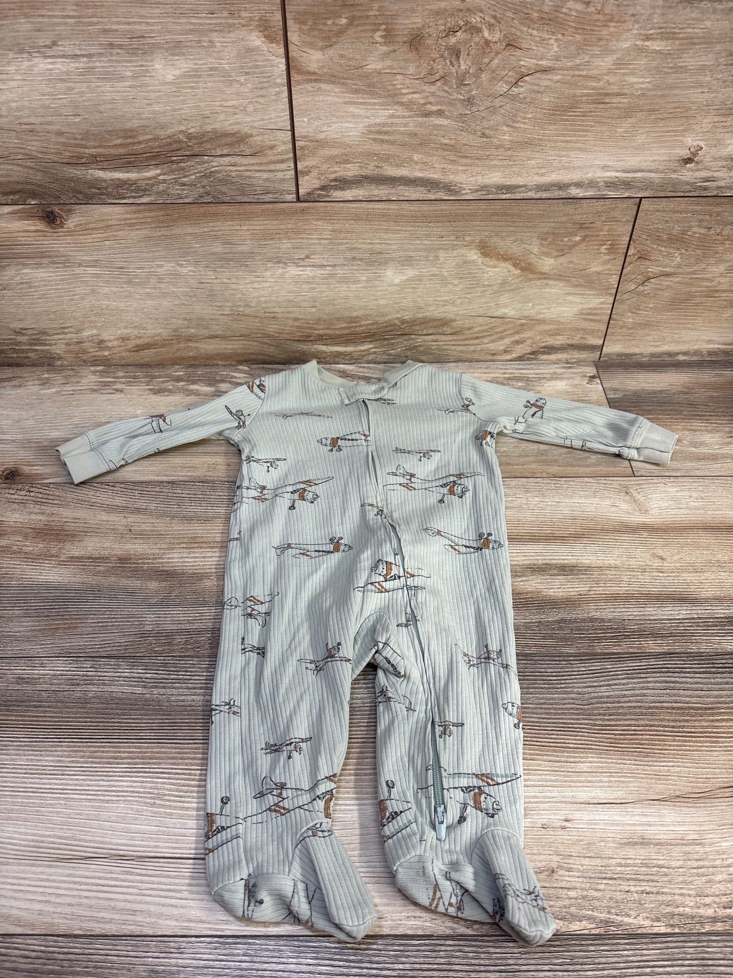 Carter's Ribbed Airplane Sleeper Sage sz 6m