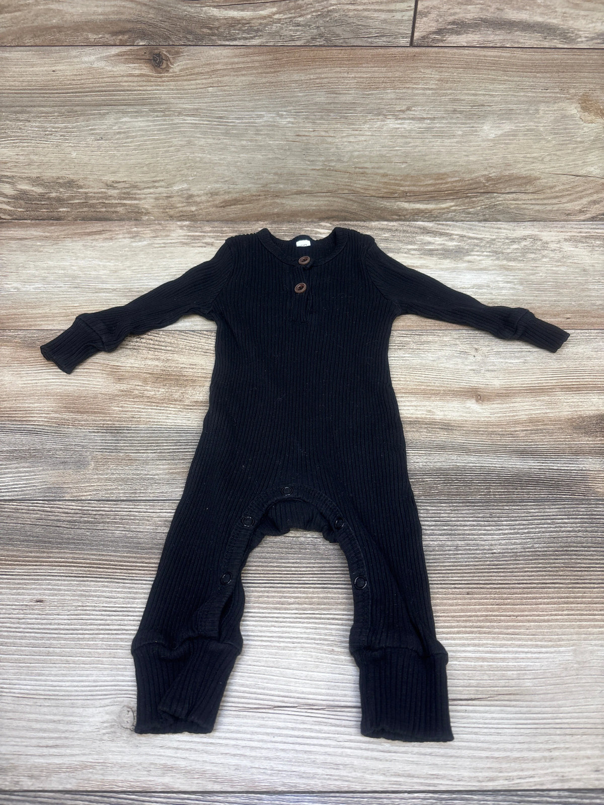 Ribbed Henley Coverall Black sz 3-6m
