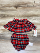 NEW Cat & Jack 2pc Plaid Ruffle Top & Bottoms Set sz 3-6m