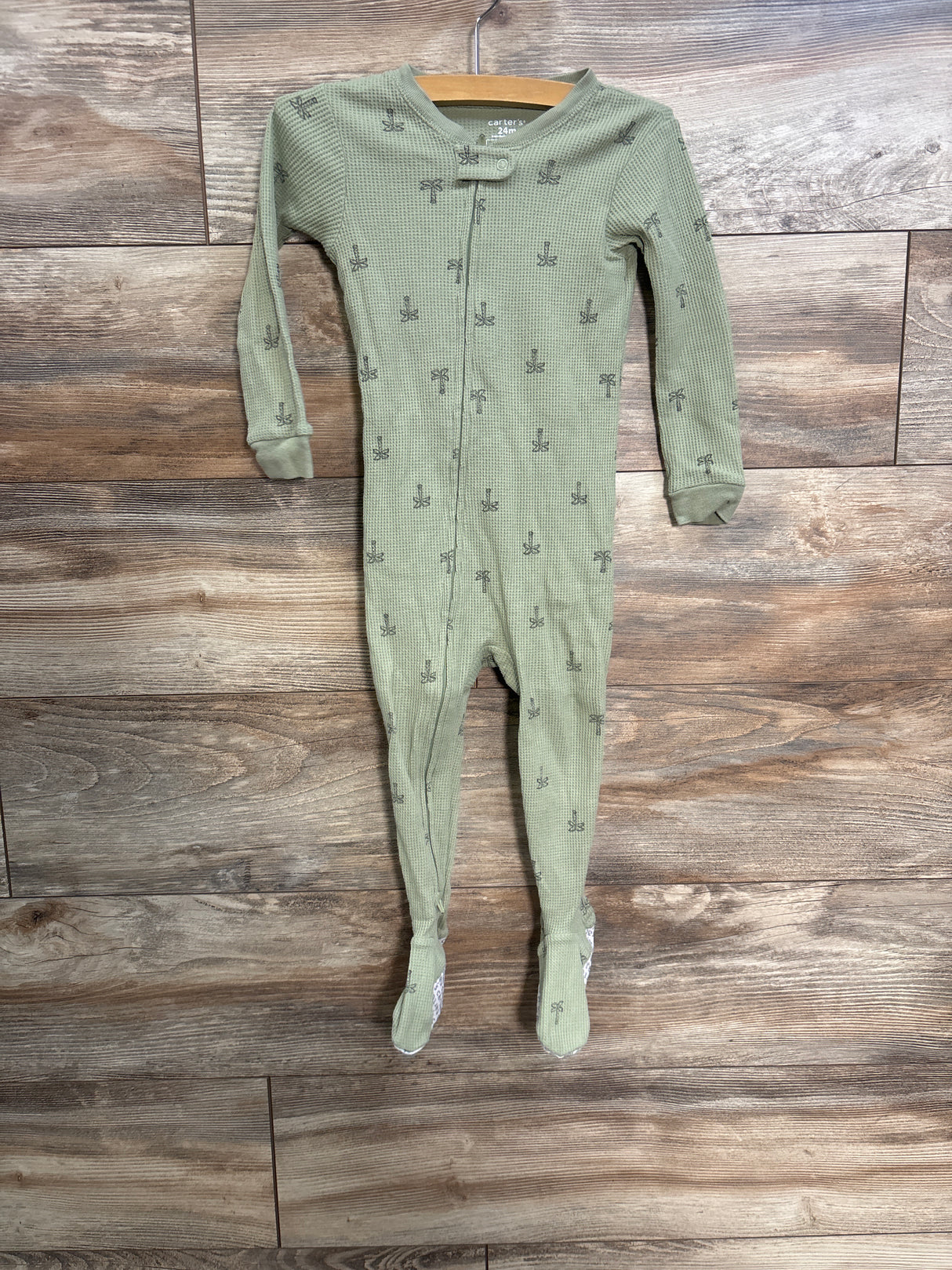 Carter's Waffle Knit Sleeper Green sz 24m