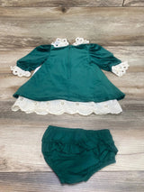 NEW Wonder Nation Velour Holiday Dress & Bloomers Green sz 3-6m