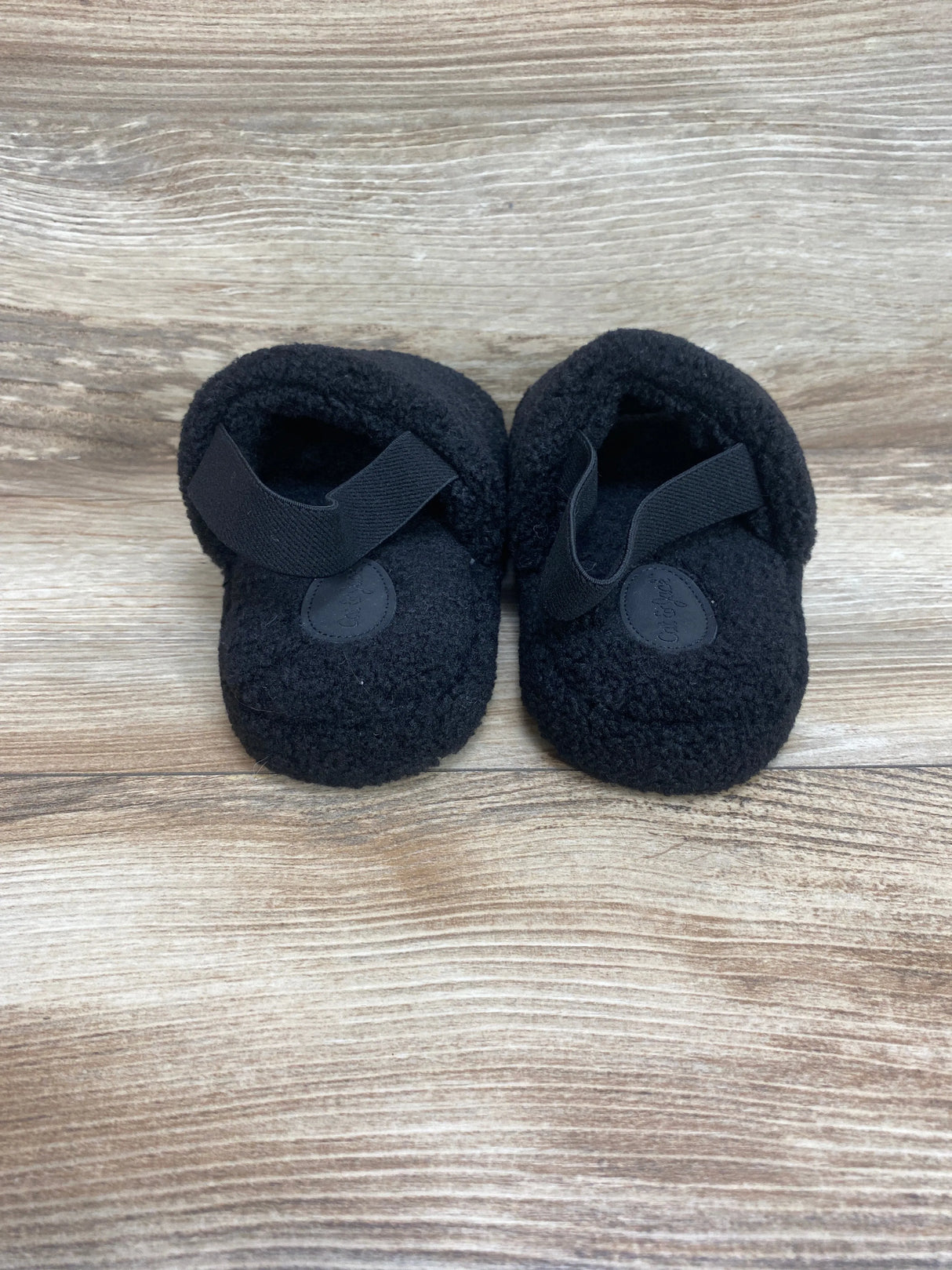 Cat & Jack Avi Single Strap Fur Slippers Black sz 9c/10c