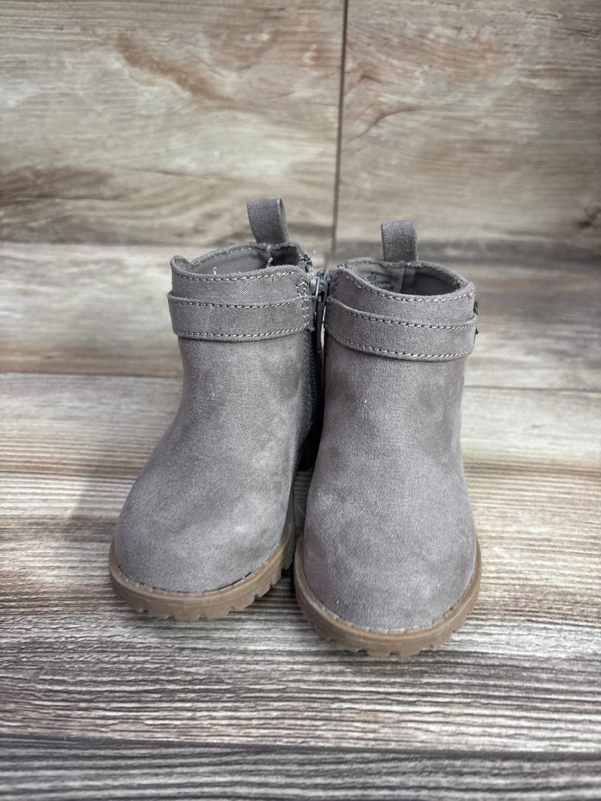 Old Navy Faux-Suede Buckle Side Zip Bootie Tan sz 5c