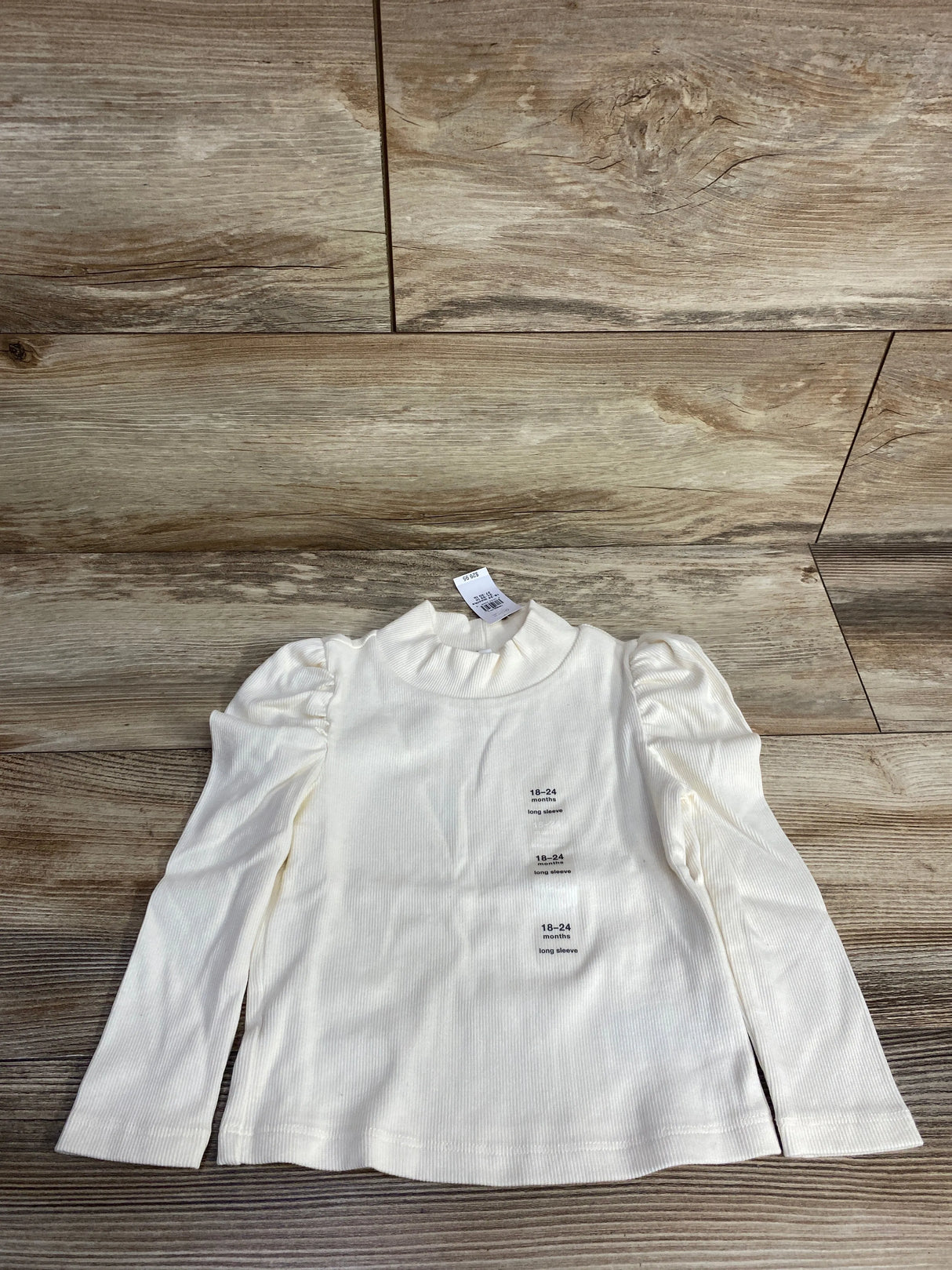 NEW Baby Gap Solid Puff Sleeve Rib Shirt Ivory sz 18-24m