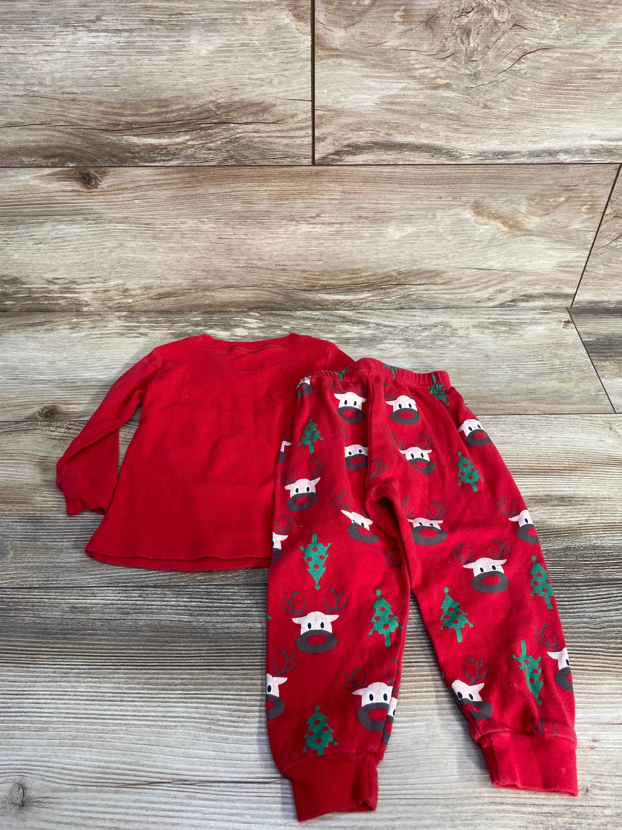 Family Feeling 2pc Reindeer Christmas Pajama Set Red sz 12-18m