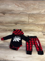 Curenmufel 2pc Baby Bear Hooded Bodysuit & Pants Set Black sz 3-6m