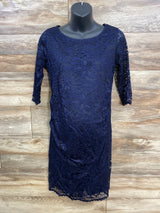 Pink Blush Maternity Fitted 3/4 Sleeve Lace Dress Navy sz Medium