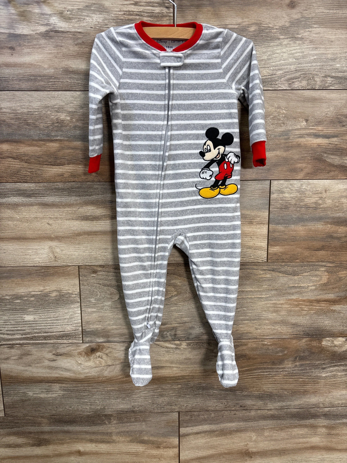 Carter's x Disney Striped Mickey Mouse Blanket Sleeper Grey sz 18m - Me n Mommy To Be