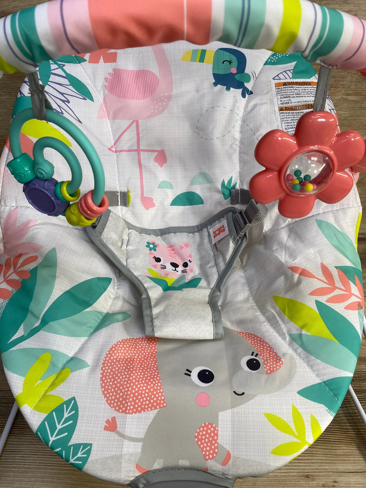 NEW Bright Starts Bouncer Soothing Vibrations in Flamingo Vibes