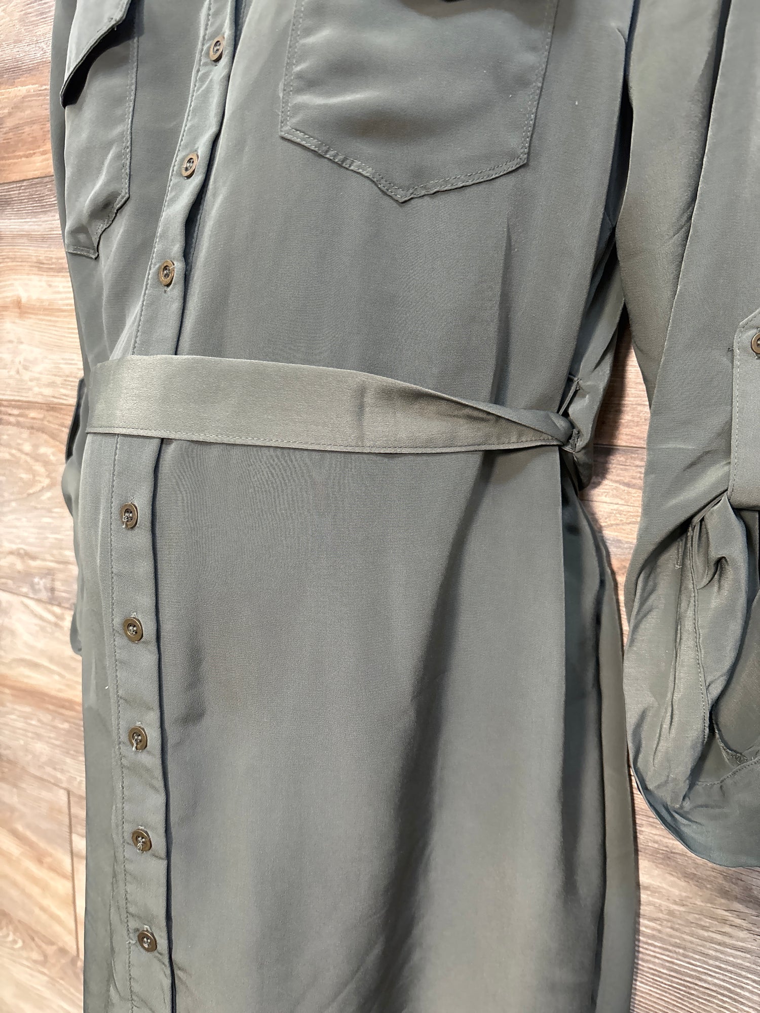 Motherhood Maternity Collared Utility Shirt Dress Green sz Large