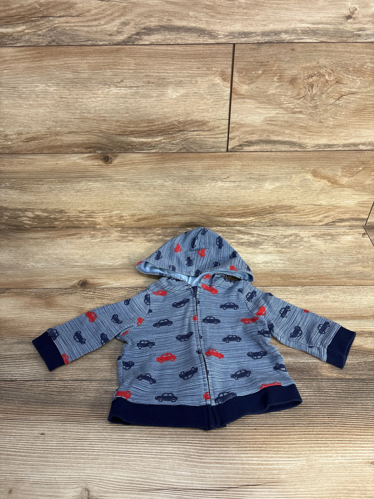 Car Print Full Zip Hoodie Blue sz 9m