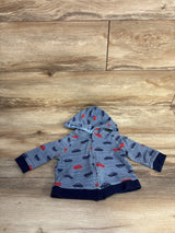 Car Print Full Zip Hoodie Blue sz 9m