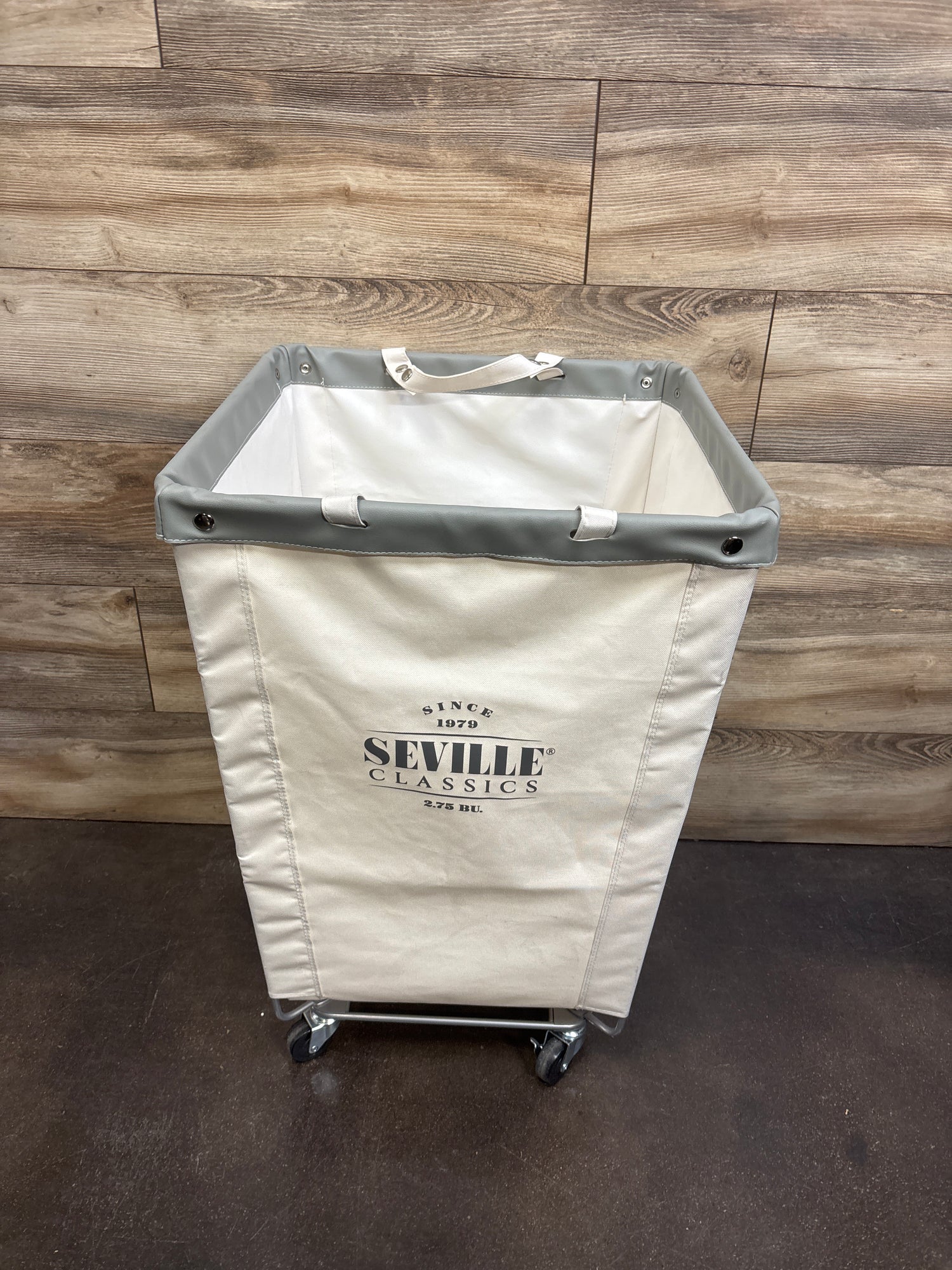 Seville Classics Natural White Commercial Rolling Canvas Laundry Room Hamper
