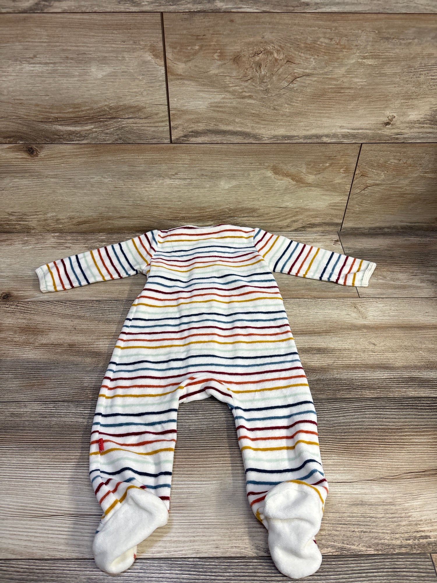 Magnetic Me Striped Velour Footie Sleeper White sz 3-6m