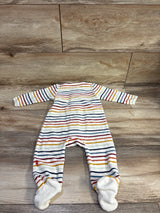 Magnetic Me Striped Velour Footie Sleeper White sz 3-6m