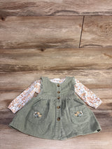 Daisy Fuentes 2pc Floral Shirt & Cord Dress Set White sz 12m