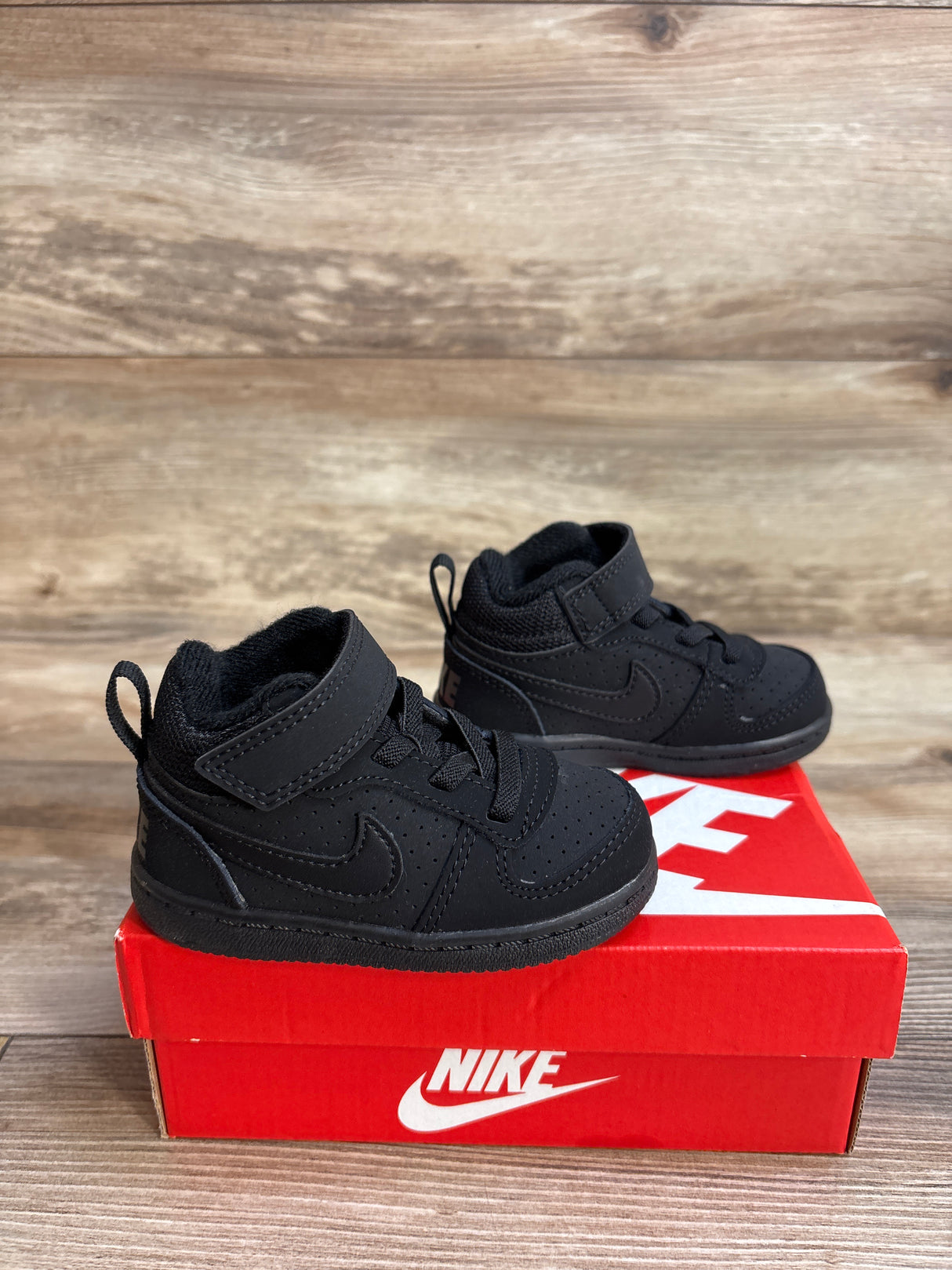 NEW Nike Court Borough Mid TD 'Triple Black' Sneakers sz 5c