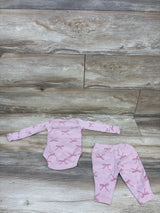 Just One You 2pc Bow Print Bodysuit & Pants Pink sz 3m